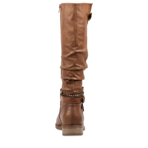 Bottes Plissé MARRON Femme Fermeture éclair