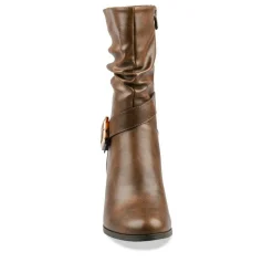 Bottes Plissé MARRON Femme Fermeture éclair