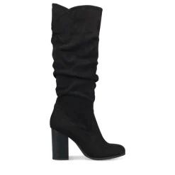 Bottes Plissé NOIR Femme Fermeture éclair