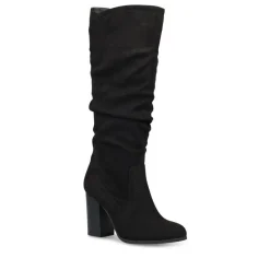 Bottes Plissé NOIR Femme Fermeture éclair