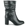 Bottes Plissé NOIR Femme Motif Uni Fermeture éclair