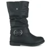 Bottes Plissé NOIR Femme Motif Uni Fermeture éclair