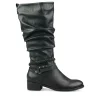 Bottes Plissé NOIR Femme Motif Uni