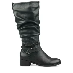 Bottes Plissé NOIR Femme Motif Uni