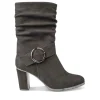 Bottes Plissé NOIR Femme Motif Uni Fermeture éclair