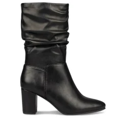 Bottes Plissé NOIR Femme Motif Uni Fermeture éclair
