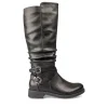 Bottes Plissé NOIR Femme Motif Uni Fermeture éclair