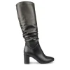 Bottes Plissé NOIR Femme Motif Uni Fermeture éclair