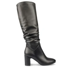 Bottes Plissé NOIR Femme Motif Uni Fermeture éclair