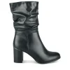 Bottes Plissé NOIR Femme Motif Uni Fermeture éclair