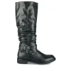 Bottes Plissé NOIR Femme Motif Uni Fermeture éclair
