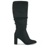 Bottes Plissé NOIR Femme Motif Uni Fermeture éclair