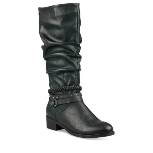 Bottes Plissé NOIR Femme Motif Uni