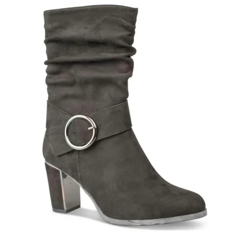 Bottes Plissé NOIR Femme Motif Uni Fermeture éclair