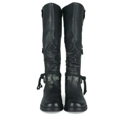 Bottes Plissé NOIR Femme Motif Uni Fermeture éclair