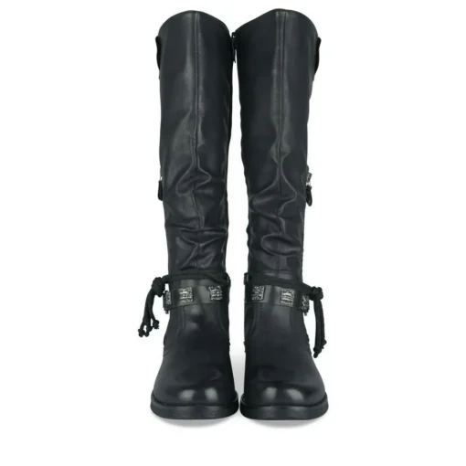 Bottes Plissé NOIR Femme Motif Uni Fermeture éclair