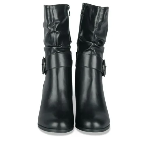 Bottes Plissé NOIR Femme Motif Uni Fermeture éclair