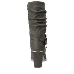Bottes Plissé NOIR Femme Motif Uni Fermeture éclair