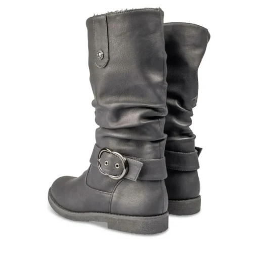 Bottes Plissé NOIR Femme Motif Uni Fermeture éclair