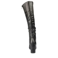 Bottes Plissé NOIR Femme Motif Uni Fermeture éclair