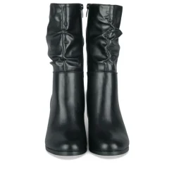 Bottes Plissé NOIR Femme Motif Uni Fermeture éclair