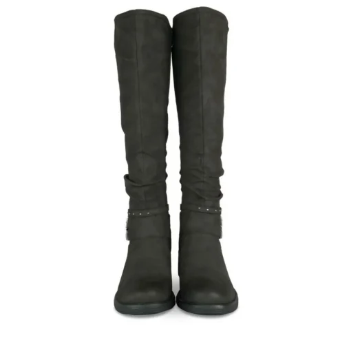 Bottes Plissé NOIR Femme Motif Uni Fermeture éclair