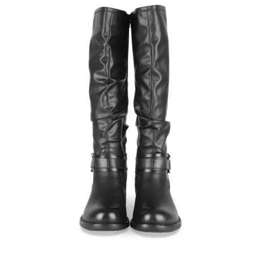 Bottes Plissé NOIR Femme Motif Chaîne Fermeture éclair