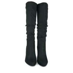 Bottes Plissé NOIR Femme Motif Uni Fermeture éclair