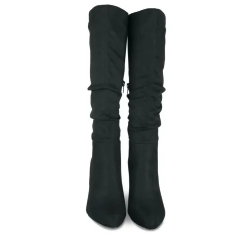 Bottes Plissé NOIR Femme Motif Uni Fermeture éclair