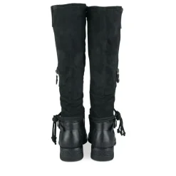 Bottes Plissé NOIR Femme Motif Uni Fermeture éclair