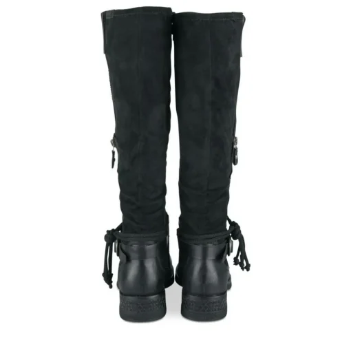 Bottes Plissé NOIR Femme Motif Uni Fermeture éclair