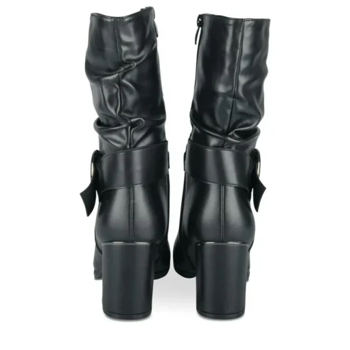 Bottes Plissé NOIR Femme Motif Uni Fermeture éclair