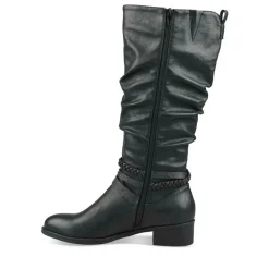 Bottes Plissé NOIR Femme Motif Uni