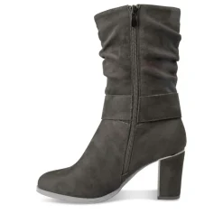 Bottes Plissé NOIR Femme Motif Uni Fermeture éclair