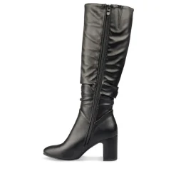 Bottes Plissé NOIR Femme Motif Uni Fermeture éclair