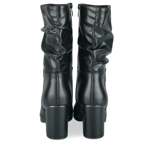 Bottes Plissé NOIR Femme Motif Uni Fermeture éclair