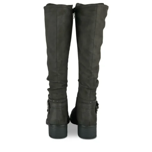Bottes Plissé NOIR Femme Motif Uni Fermeture éclair