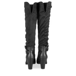 Bottes Plissé NOIR Femme Motif Uni Fermeture éclair
