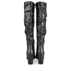 Bottes Plissé NOIR Femme Motif Uni Fermeture éclair