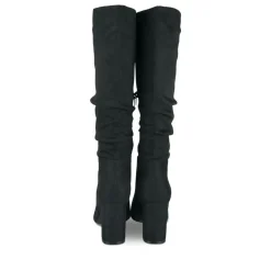 Bottes Plissé NOIR Femme Motif Uni Fermeture éclair