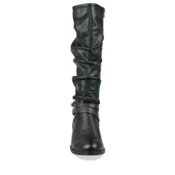 Bottes Plissé NOIR Femme Motif Uni