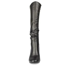 Bottes Plissé NOIR Femme Motif Uni Fermeture éclair