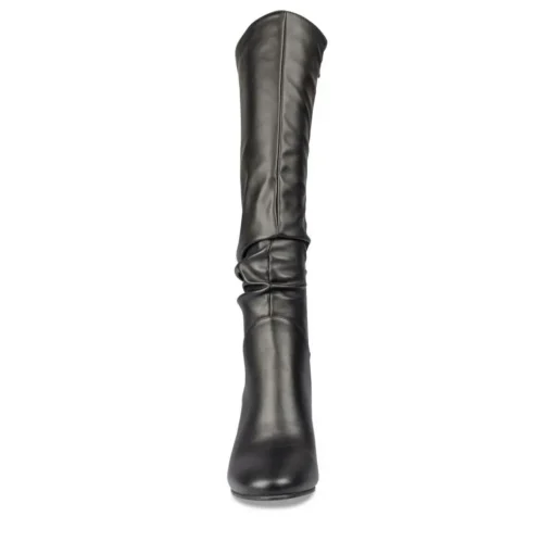 Bottes Plissé NOIR Femme Motif Uni Fermeture éclair