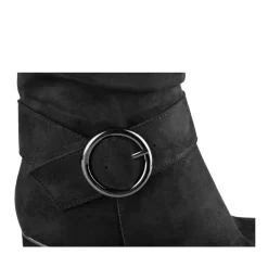 Bottes Plissé NOIR Femme Motif Uni Fermeture éclair