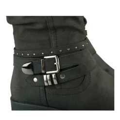 Bottes Plissé NOIR Femme Motif Uni Fermeture éclair