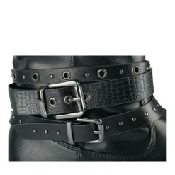 Bottes Plissé NOIR Femme Motif Uni Fermeture éclair