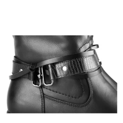 Bottes Plissé NOIR Femme Motif Chaîne Fermeture éclair