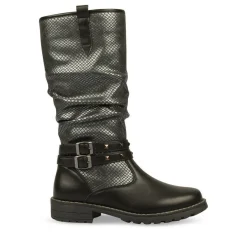 Bottes Plissé NOIR Fille Fermeture éclair