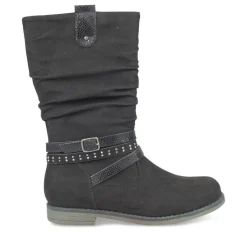 Bottes Plissé NOIR Fille Fermeture éclair