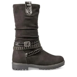 Bottes Plissé NOIR Fille Fermeture éclair